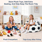 Lukeight Soccer Stuffed Animal Storage Bean Bag Chair Cover - Image 3