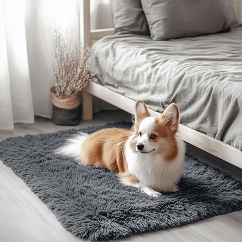 OLANLY 3x3 Machine Washable Small Bedside Rug, Soft Fluffy Shaggy Entryway by OLANLY