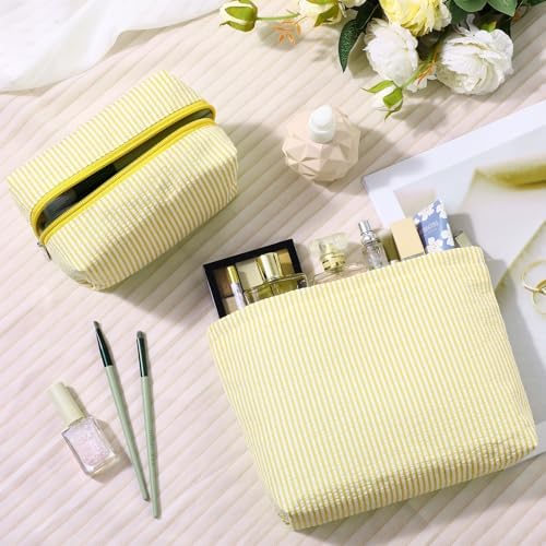 Huhumy 2 Pcs Makeup Bag Set for Women, Thin Stripe - Image 2