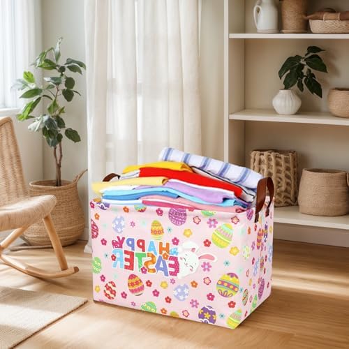 Pink Easter Basket for Kid Large Empty Baby Rectangular Cute Easter Gift - Image 7