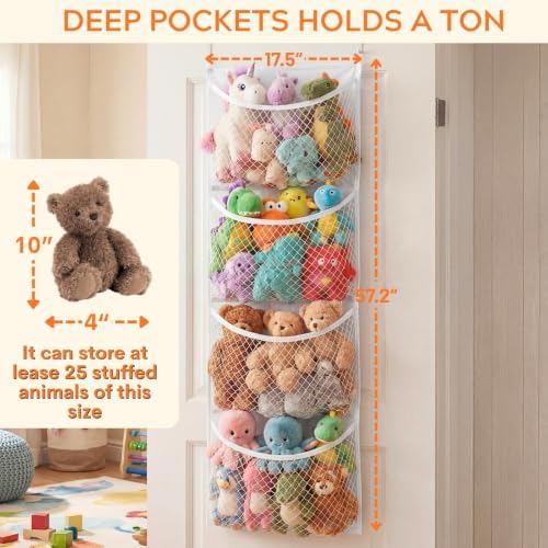 Ofiray-home Over The Door Stuffed Animal Storage, Cotton Toy Organizer - Image 3