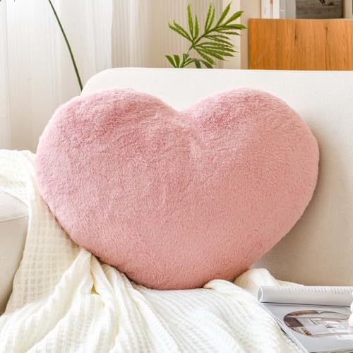 XVTRU Dusty Pink Heart Pillows, Cute Heart Decorative Pillow, Heart Shaped by XVTRU
