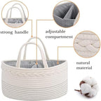 luxury little Diaper Caddy Organizer, Large Cotton Rope Nursery Baby Basket - Image 5