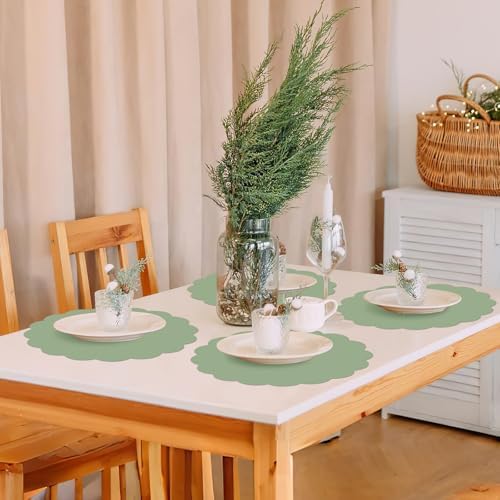 120 Pcs Sage Green Paper Placemat, Disposable Scalloped Wedding Placemats - Image 5