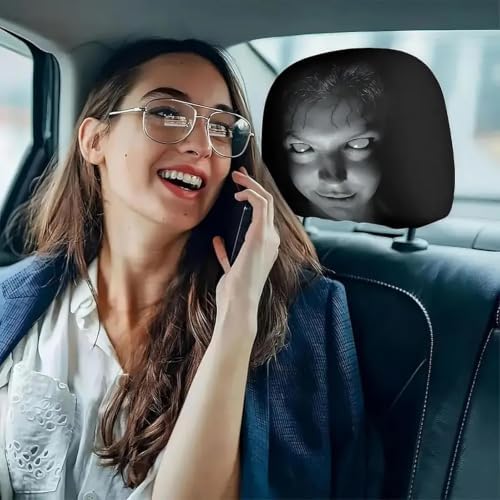 2pcs Headrest Covers for Cars, Ghost Face Headrest Covers, Scary Face Printing - Image 4