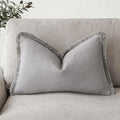 Foindtower Decorative Linen Fringe Throw Pillow Covers Cozy Boho Farmhouse by Foindtower