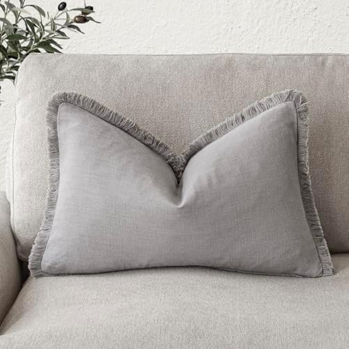 Foindtower Decorative Linen Fringe Lumbar Throw Pillow Covers Cozy Boho by Foindtower
