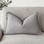 Foindtower Decorative Linen Fringe Lumbar Throw Pillow Covers Cozy Boho by Foindtower