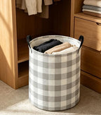 Kids Laundry Basket Gery grid Hamper - Image 5