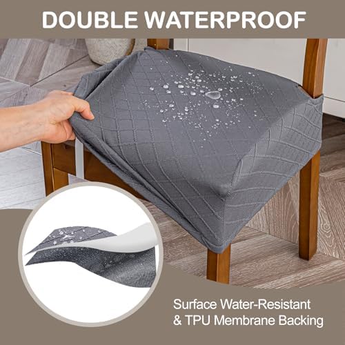 Genina Waterproof Chair Covers for Dining Room, Light Gray - Image 3