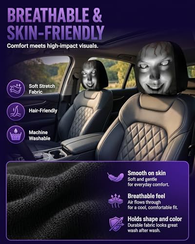 Creative Car Headrest Covers, Ghost Face Headrest Covers, Scary Covers - Image 6