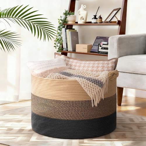 CherryNow 22"x22"x14" Large Blanket Basket, Home Décor - Image 2