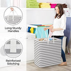 StorageRight Laundry Basket Hamper, 100L Clothes Storage, Striped Grey - Image 4