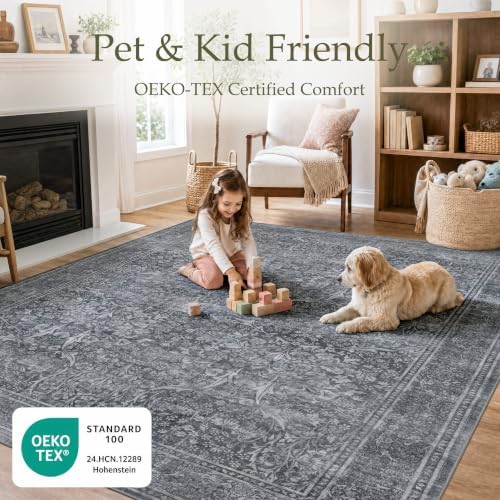 JOLLYVOGUE 9x12 Area Rugs for Living Room, Vintage Washable Rug - Image 3