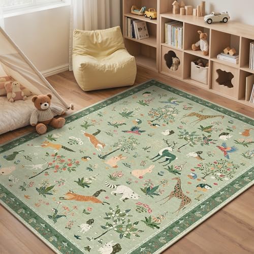 BESBLEE 3X5 Area Rug for Bedroom, Washable Animal Non Slip by BESBLEE