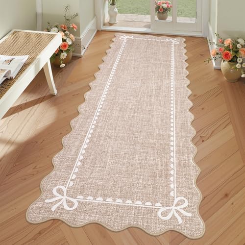 GarveeHome Scalloped Hallway Runner Rug 2.5x10 Non Slip Bedroom Rugs by GarveeHome