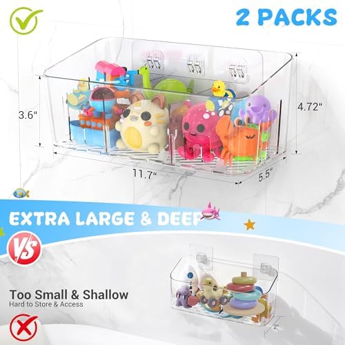 Bath Toy Storage 2 Packs, Large Bath Toy Holder - Image 3