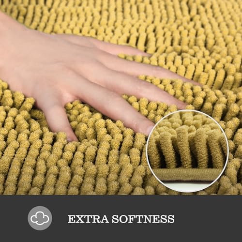 Yeaban Chenille Mustard Bathroom Runner Rug 24"x60" - Image 2