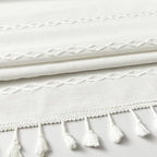 MitoVilla Ivory Boho Linen Bedroom Curtains 84 Inch Length 2 Panels Set - Image 3
