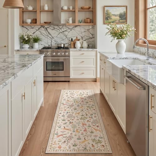 BESBLEE 2'6X7 Washable Kitchen Runner Rug, Animal Non Slip - Image 2