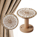 Leinuosen 2 Pack Boho Curtain Holdbacks Rattan Tiebacks, Round White by Leinuosen