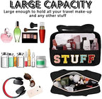 Chenille Letter Patch Stuff Bag, Preppy Clear Makeup Cosmetic Bag Large - Image 4