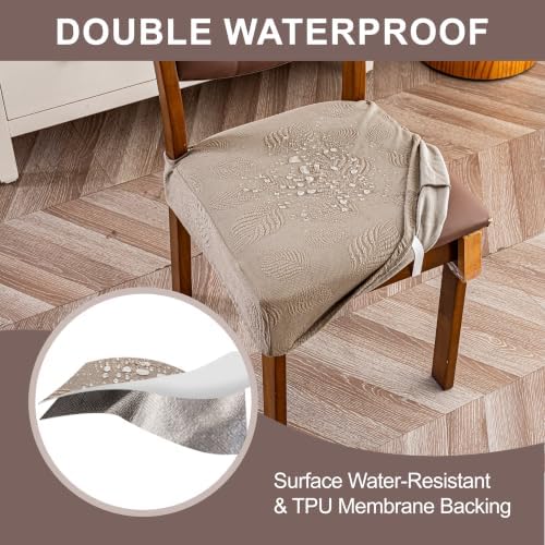 Genina Waterproof Chair Covers Set of 6, Stretch Chair Cover - Image 4