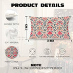 Vintage Boho Pink Teal and Gold Damask Floral Pillow Covers 12x20, Ethnic - Image 6