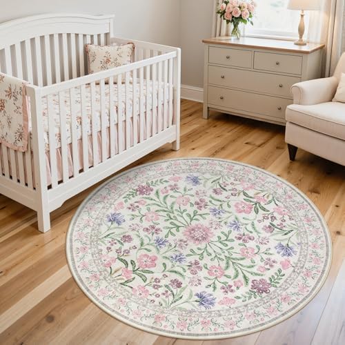 Lahome Light Purple 4ft Round Accent Rug, Small Circle Soft Mat - Image 3