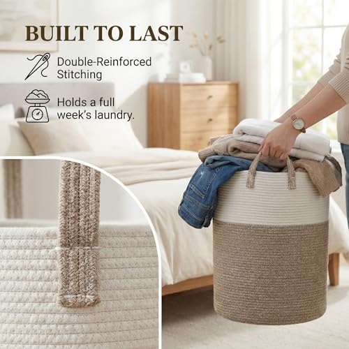 JMvicyroam 80L Cotton Rope Laundry Basket Hamper - Image 6