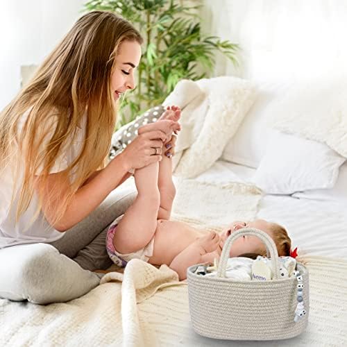 XUANGUO Cotton Rope Baby Diaper Caddy Organizer Basket - Image 4
