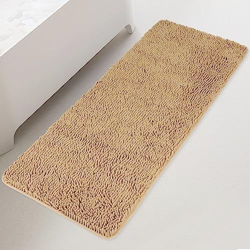 Yeaban Chenille Beige Bathroom Runner Rug 24"x60" by Yeaban