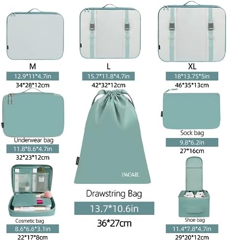 BAGAIL 8 Set Packing Cubes Luggage Packing Organizers - Image 2