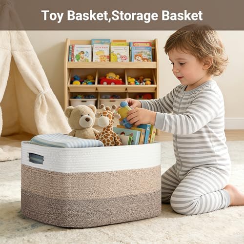 75L Laundry Basket Hamper, Gradient Brown/White - Image 4