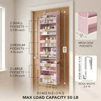 HOMELUX THEORY Over the Door Organizer, 100D Fabric, Baby Pink 2pc - Image 2