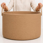 OrganiHaus Round Toy Basket & Blanket Basket, Cotton Rope 20x13" by OrganiHaus