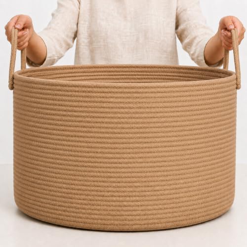 OrganiHaus Round Toy Basket & Blanket Basket, Cotton Rope 20x13" by OrganiHaus