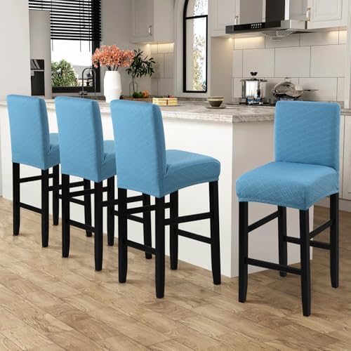 Fuloon Waterproof Barstool Covers Chair Slipcovers, Lake Blue, 4 Pack - Image 2