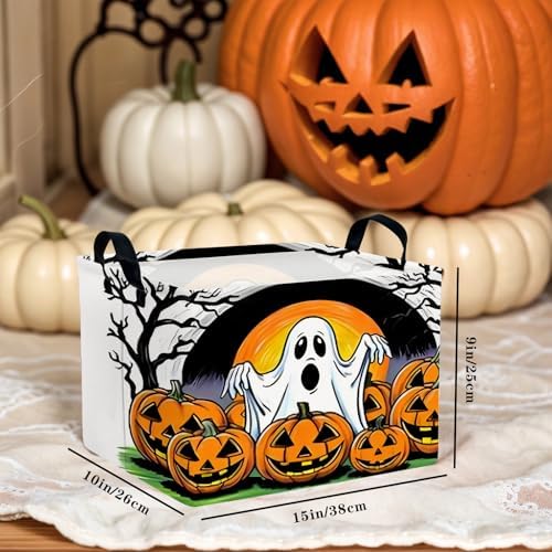 Large Halloween Basket Gift Cute Ghost Pumpkin Parties Decor Kid Trick or Treat - Image 3