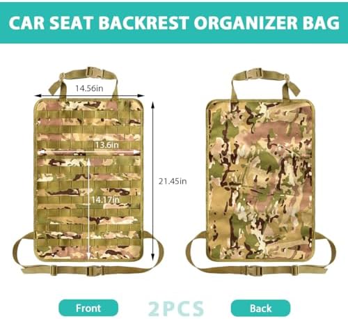 2 PCS Car Seat Back Organizer, Tactical MOLLE Sag Proof Vehicle Panel Backseat - Image 2