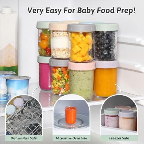 VITEVER 12 Pack Glass Baby Food Storage Containers - 8 oz Baby Food Storage Jars - Image 4
