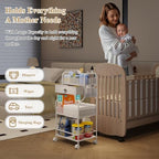 Baby Diaper Caddy Cart Organizer -3 Tier, Bedside Nursery Essentials Organizer - Image 6