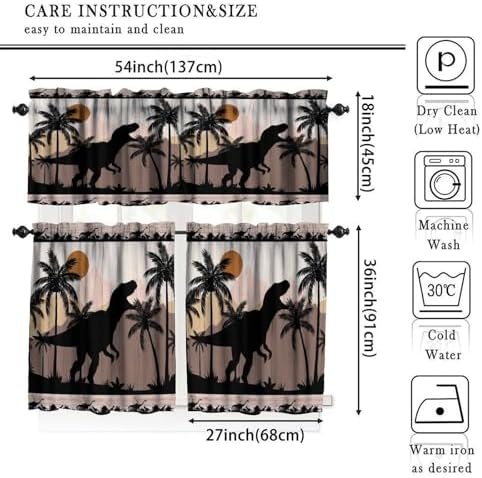 Dinosaur Wooden Kids Valance Curtains, Kids Boys Bedroom Nursery Room Window - Image 5