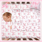HunnmingRe Pink Bow Baby Crib Bedding Set - Image 6