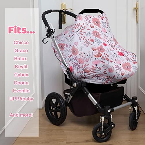 Rquite 4-in-1 Baby Car Seat Canopy, Stretchy Nursing Breastfeeding Cover - Image 3