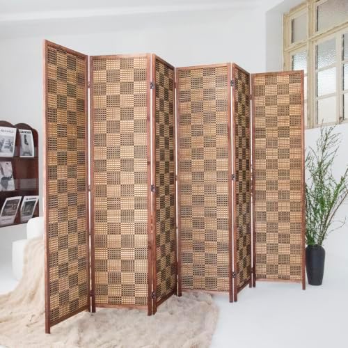 6 Panel Bamboo Room Divider, 5.6 ft Tall Double-Sided Folding Privacy Screen - Image 5