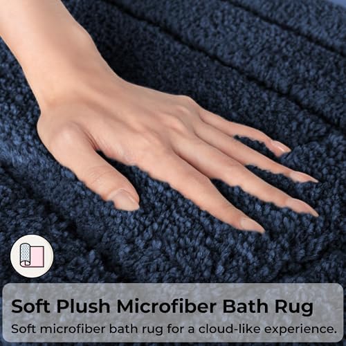 GRANNY SAYS Blue Bathroom Runner Rug 24" x 48", Soft Microfiber Bath Mat - Image 3