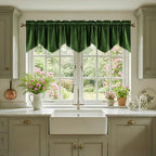 StangH Moss Green Scalloped Velvet Valance 52x18 Inch, 1 Panel by StangH