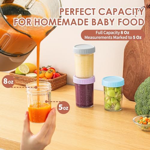 DRKIO 12 pcs Baby Food Storage Containers 8 Oz Small Glass Jars - Image 3