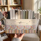 Macorner Personalized Book Storage Basket, Custom Name & Birth Flower Book by Macorner